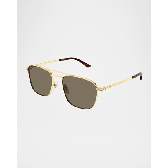 Gucci Men's GG1881SM gold Metal Aviator Sunglasses NEW
